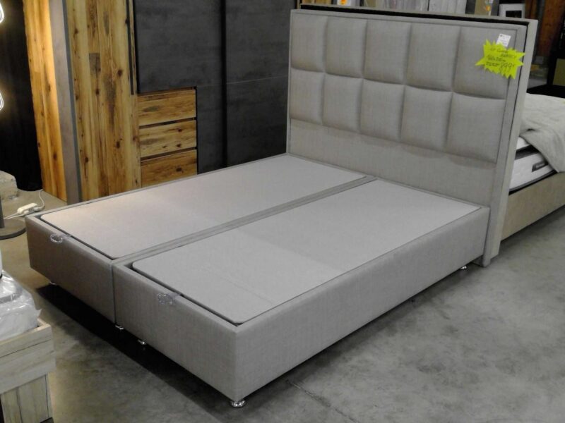 LIT COFFRE ANNECY 140X190CM TISSU COLORIS GRIS CLAIR