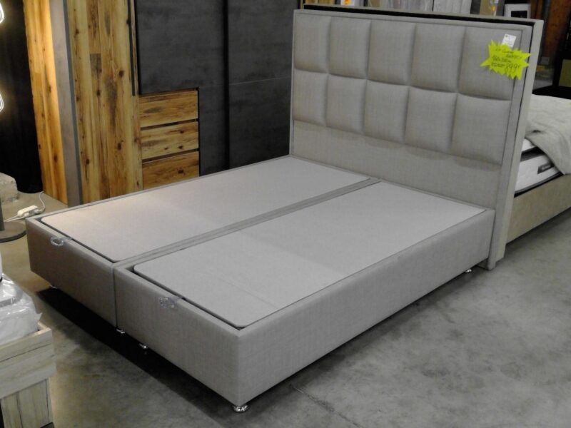 LIT COFFRE ANNECY 160X200CM TISSU COLORIS GRIS CLAIR