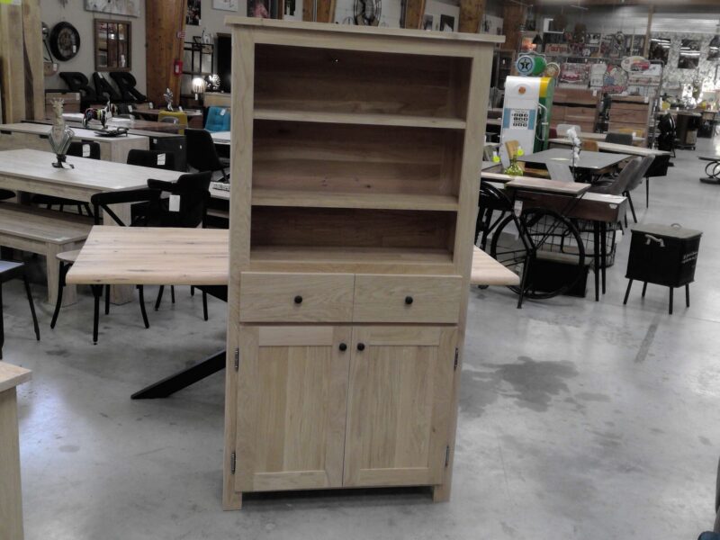 BIBLIOTHÈQUE AVEC PORTES BOIS MASSIF BRUT FABRICATION FRANÇAISE