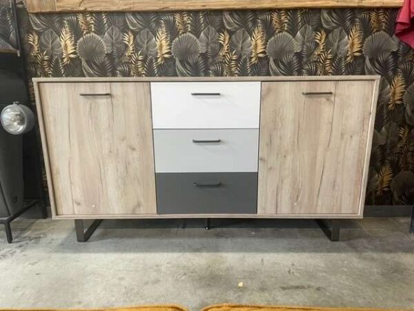 ENFILADE ORLANDO 2 PORTES 3 TIROIRS COLORIS  CHENE GRIS