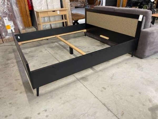 LIT VIENNA 180 X 200 NOIR CANNAGE NATUREL – Image 3