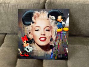 TABLEAU ALU DIBOND MARILYN + MICKEY MOUSE ANNEXE MEUBLE & DECO