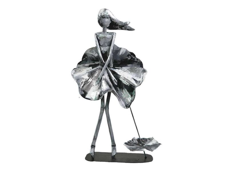 STATUETTE MÉTAL FEMME POSITION MARYLIN COLORIS ARGENTÉ