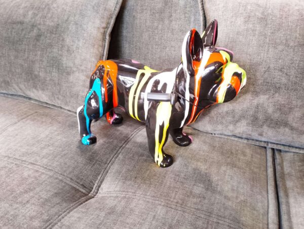 BOULEDOGUE FR NOIR COULURES MULTICOLORES H.28CM