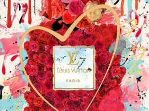 TABLEAU EN VERRE LOUIS VUITTON FLEURS 60X80CM ANNEXE MEUBLE & DECO