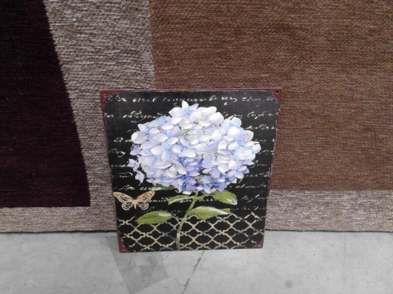 PLAQUE METAL PM 20X25 FLEURS FOND NOIR