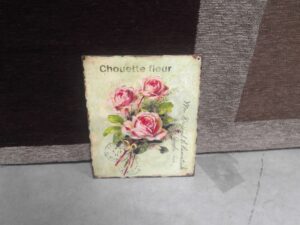 PLAQUE METAL PM 20X25 CHOUETTE FLEUR ANNEXE MEUBLE & DECO