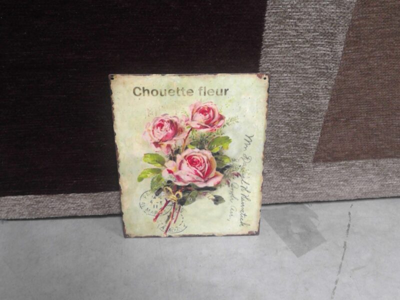 PLAQUE METAL PM 20X25 CHOUETTE FLEUR