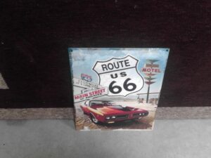 PLAQUE METAL PM 20X25 ROUTE US 66 ANNEXE MEUBLE & DECO