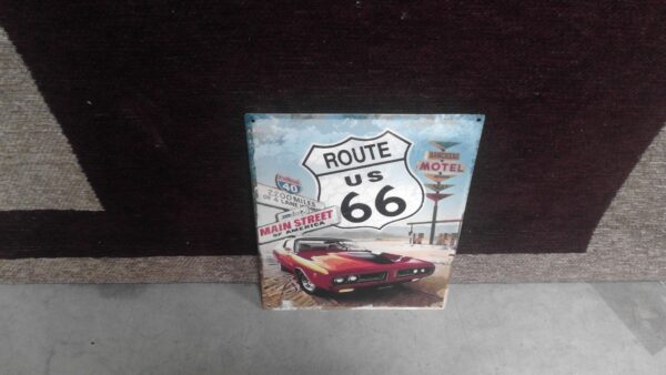 PLAQUE METAL PM 20X25 ROUTE US 66 ANNEXE MEUBLE & DECO