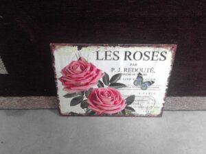 PLAQUE METAL PM 20X25 LES ROSES ANNEXE MEUBLE & DECO