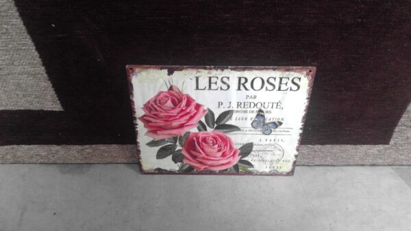 PLAQUE METAL PM 20X25 LES ROSES ANNEXE MEUBLE & DECO