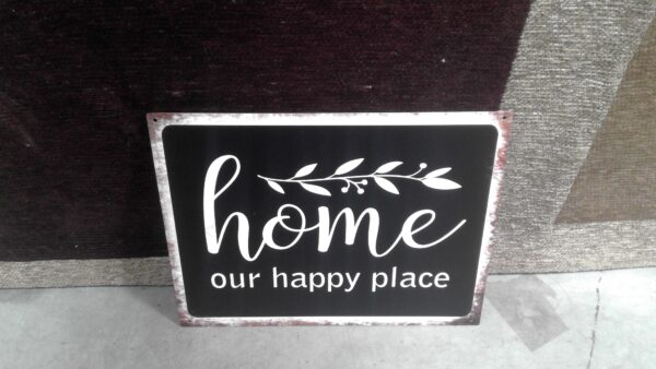 PLAQUE METAL 25X33CM HOME OUR HAPPY PLACE ANNEXE MEUBLE & DECO