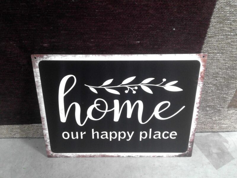 PLAQUE METAL 25X33CM HOME OUR HAPPY PLACE