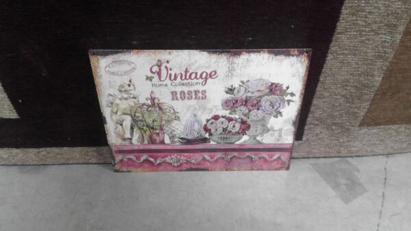 PLAQUE METAL 25X33CM VINTAGE ROSES ANNEXE MEUBLE & DECO