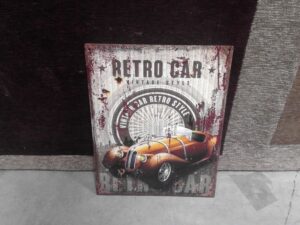 PLAQUE METAL 25X33CM RETRO CAR ANNEXE MEUBLE & DECO