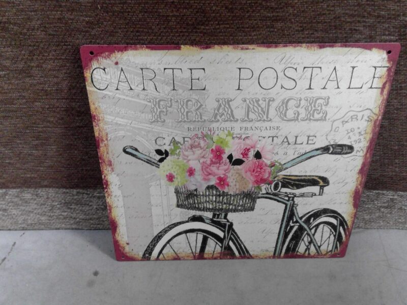 PLAQUE MÉTAL CARRÉE 30X30CM CARTE POSTALE FRANCE