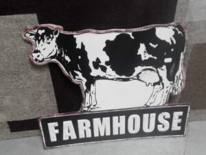 PLAQUE METAL TGM L.71CM VACHE FARMHOUSE ANNEXE MEUBLE & DECO