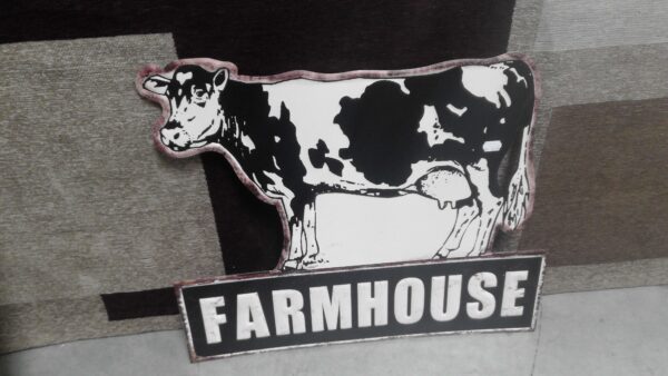 PLAQUE METAL TGM L.71CM VACHE FARMHOUSE ANNEXE MEUBLE & DECO