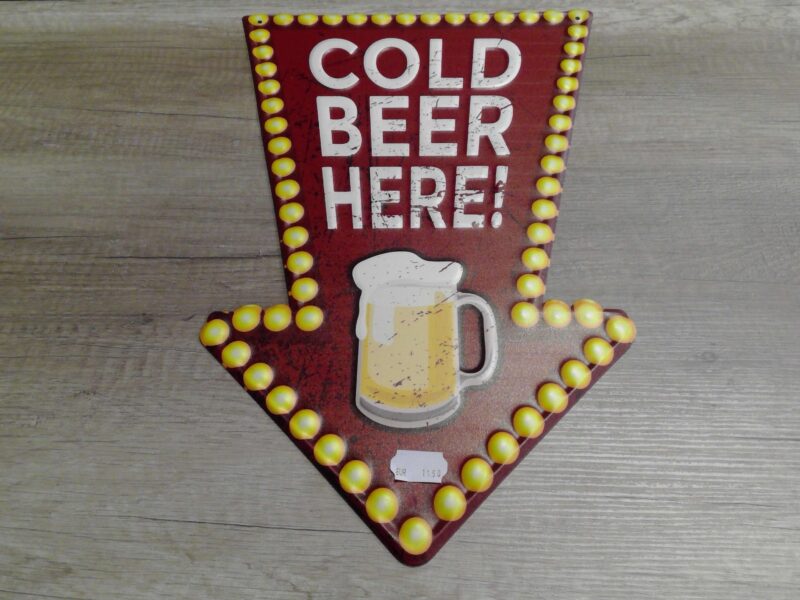 PLAQUE MÉTAL COLD BEER HERE !