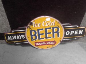 PLAQUE METAL L.59CM ICE COLD BEER ANNEXE MEUBLE & DECO