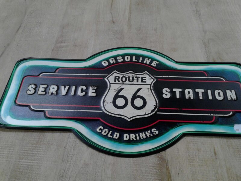 PLAQUE MÉTAL GASOLINE ROUTE 66
