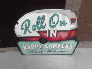 PLAQUE METAL ROLL ON IN HAPPY CAMPERS ANNEXE MEUBLE & DECO