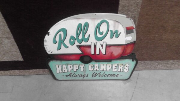 PLAQUE METAL ROLL ON IN HAPPY CAMPERS ANNEXE MEUBLE & DECO