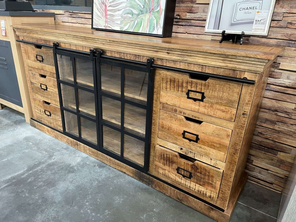 ENFILADE MANGUIER ET MÉTAL PORTES COULISSANTES VITRÉES