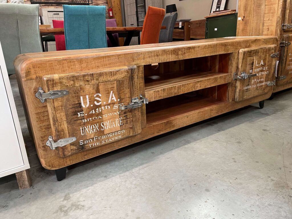 MEUBLE TV FRIGO 2 PORTES - MANGUIER MASSIF