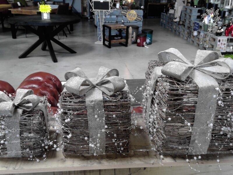 LOT DE 3 CADEAUX LUMINEUX BOIS PERLES