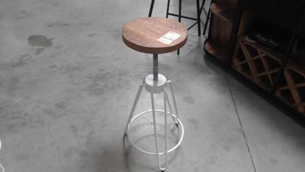 TABOURET À VIS REGL. EN HAUTEUR METAL BLANC ET BOIS ANNEXE MEUBLE & DECO