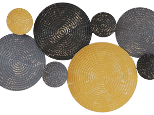 DECORATION METAL ROND COULEUR NOIR GRIS ET JAUNE 118 X 53 DESTOCK ANNEXE MEUBLE & DECO