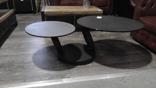 TABLE BASSE DOUBLE PLATEAU PIVOTANT  PIED MAT DESTOCKAGE – Image 2