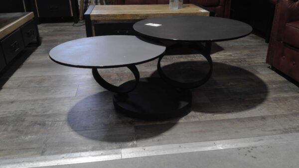 TABLE BASSE DOUBLE PLATEAU PIVOTANT  PIED MAT DESTOCKAGE – Image 3