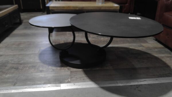 TABLE BASSE DOUBLE PLATEAU PIVOTANT  PIED MAT DESTOCKAGE – Image 4