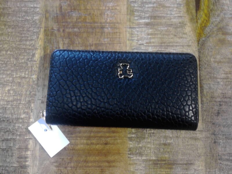 PORTE FEUILLE LULU CASTAGNETTE NOIR STYLE CROCO