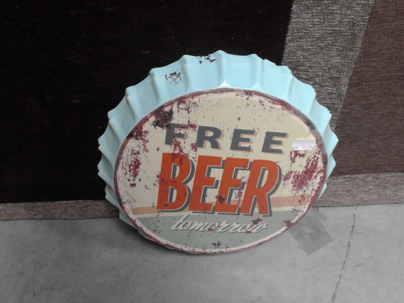 PLAQUE MÉTAL CAPSULE FREE BEER TOMORROW