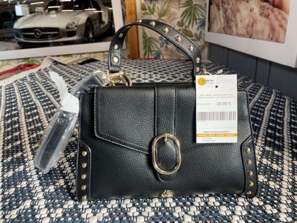 SAC A MAIN - BANDOULIERE NOIR DÉTAILS DORÉS LULU CASTAGNETTE