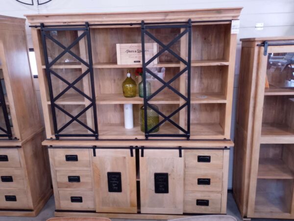BUFFET - BIBLIOTHEQUE MANGUIER MASSIF ET MÉTAL STYLE LOCO