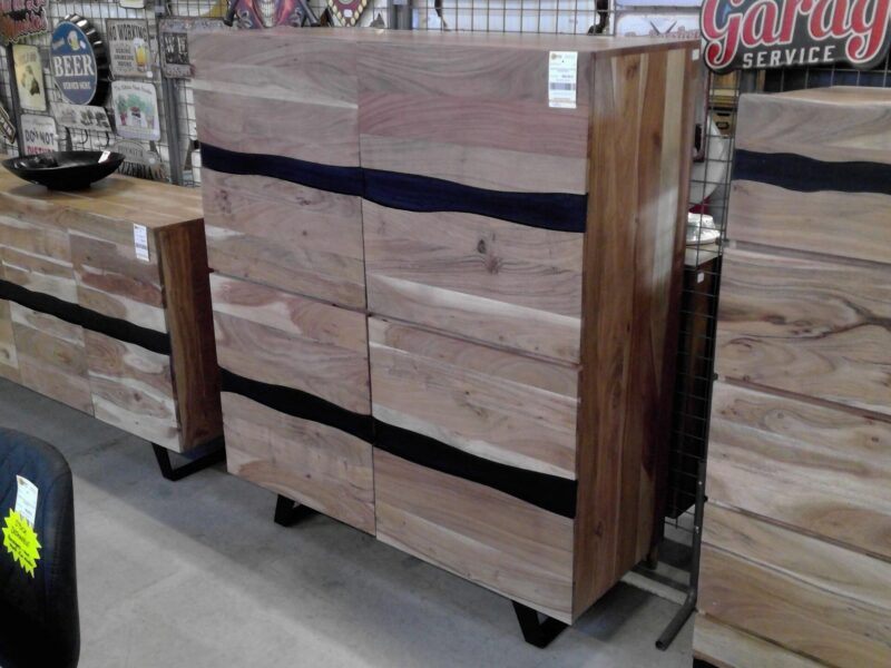 ARGENTIER 4 PORTES ACACIA MASSIF BANDES NOIRES