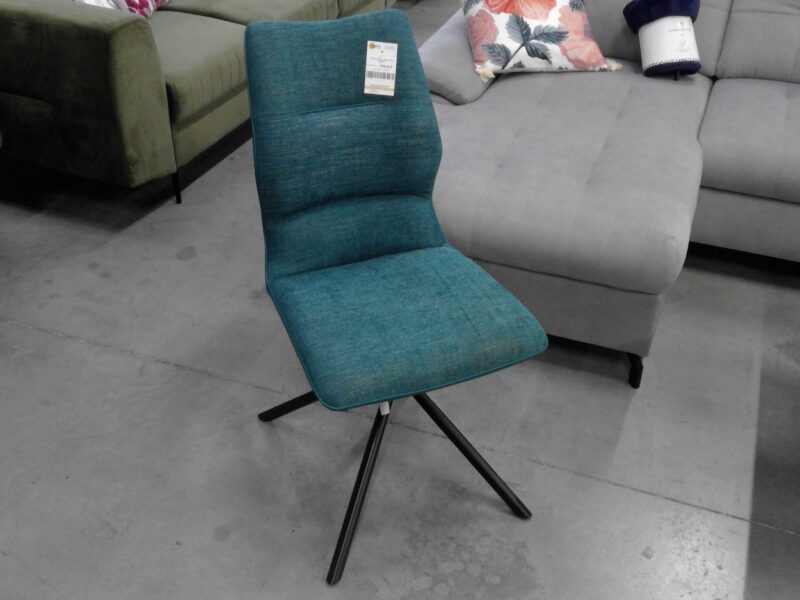 CHAISE WISH TISSU + SIMILI BLEU - PIED ARAIGNÉE MÉTAL NOIR