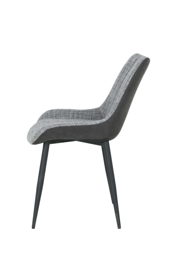 CHAISE CARMEL BI-MATIÈRE COLORIS GRIS/GRIS FONCÉ – PIEDS MÉTAL NOIR ANNEXE MEUBLE & DECO