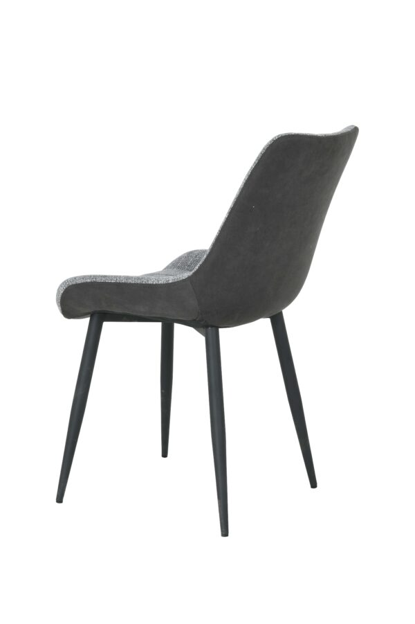 CHAISE CARMEL BI-MATIÈRE COLORIS GRIS/GRIS FONCÉ – PIEDS MÉTAL NOIR ANNEXE MEUBLE & DECO