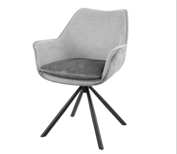 FAUTEUIL – CHAISE PIVOTANT BI MATIÈRE COLORIS ARGENT – DESTOCKAGE ANNEXE MEUBLE & DECO