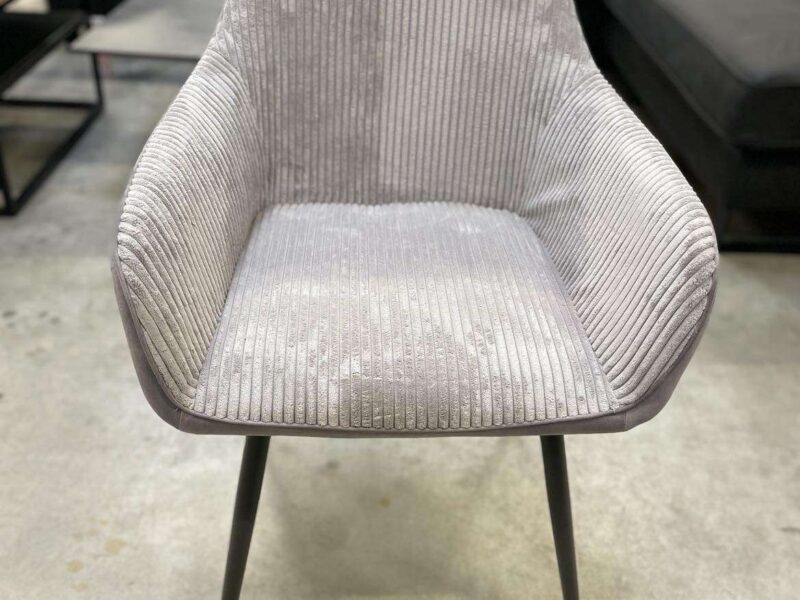 FAUTEUIL-CHAISE RIB BIMATIERE COLORIS ARGENT - PIEDS MÉTAL ANTHRACITE