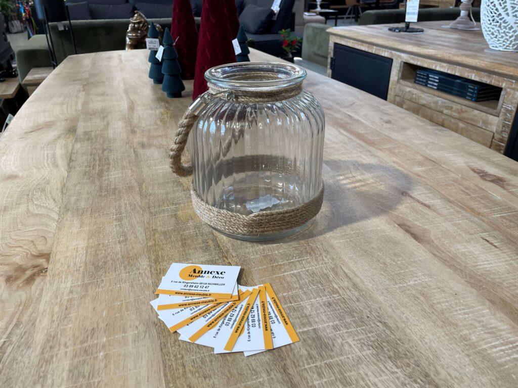 POT EN VERRE CORDE H.21CM - DESTOCKAGE