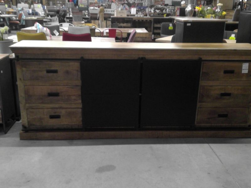 ENFILADE TGM PORTES COULISSANTES MANGUIER ET MÉTAL L.250CM