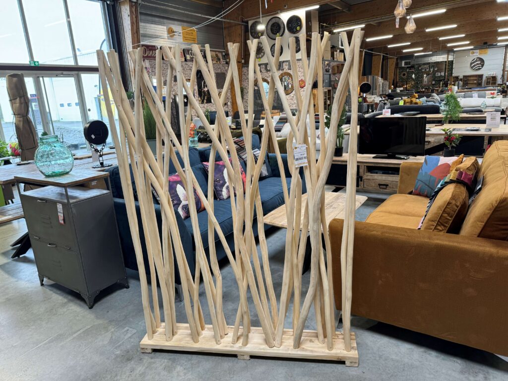 Paravent En Branches De Teck Brut Blanchi – Hauteur 180 Cm – Style Naturel Bord De Mer – Séparation Déco Intérieur
