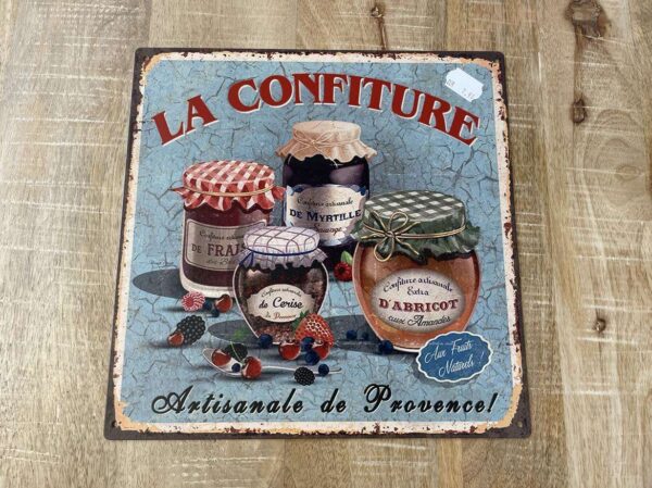 PLAQUE MÉTAL CARRÉE 30X30CM LA CONFITURE ANNEXE MEUBLE & DECO